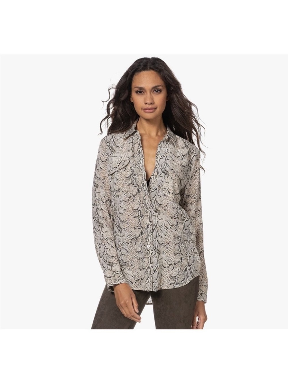 Equipment Femme Ivory Snake Print Silk Shirt Blouse